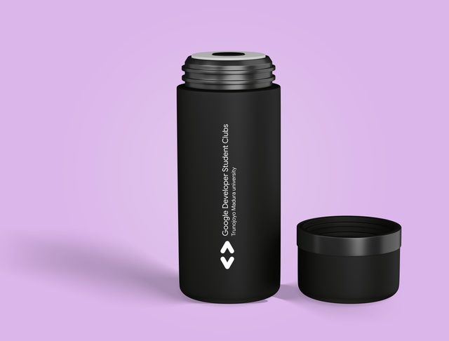 Tumbler hitam, sebelum dan sesudah retouch